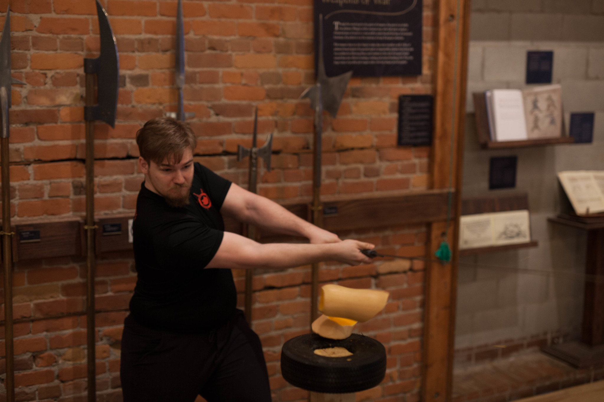 Slicing through targets with a sharp blade