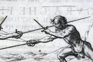 Fencer with rapier from Capo Ferro's 1610 manual