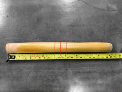 Sanding grooves into the crossguard dowels