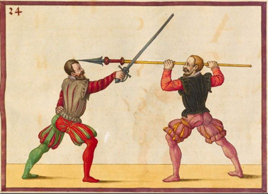 Spear positioning compared to sword