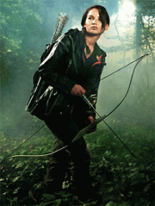 Female archer drawing bow