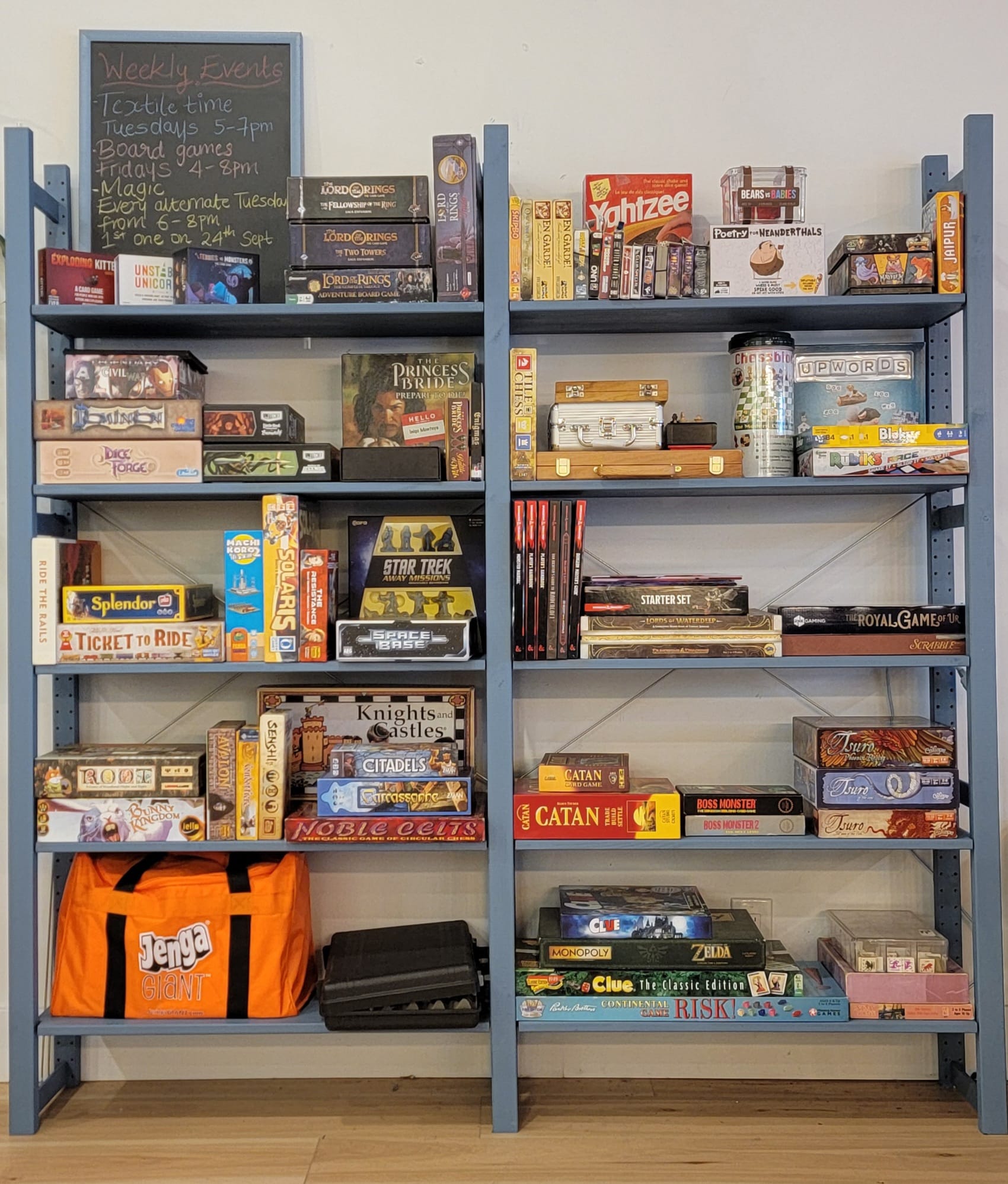 Board game library at Cafe Duello