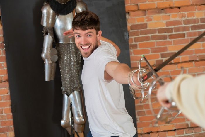 Students practicing rapier techniques