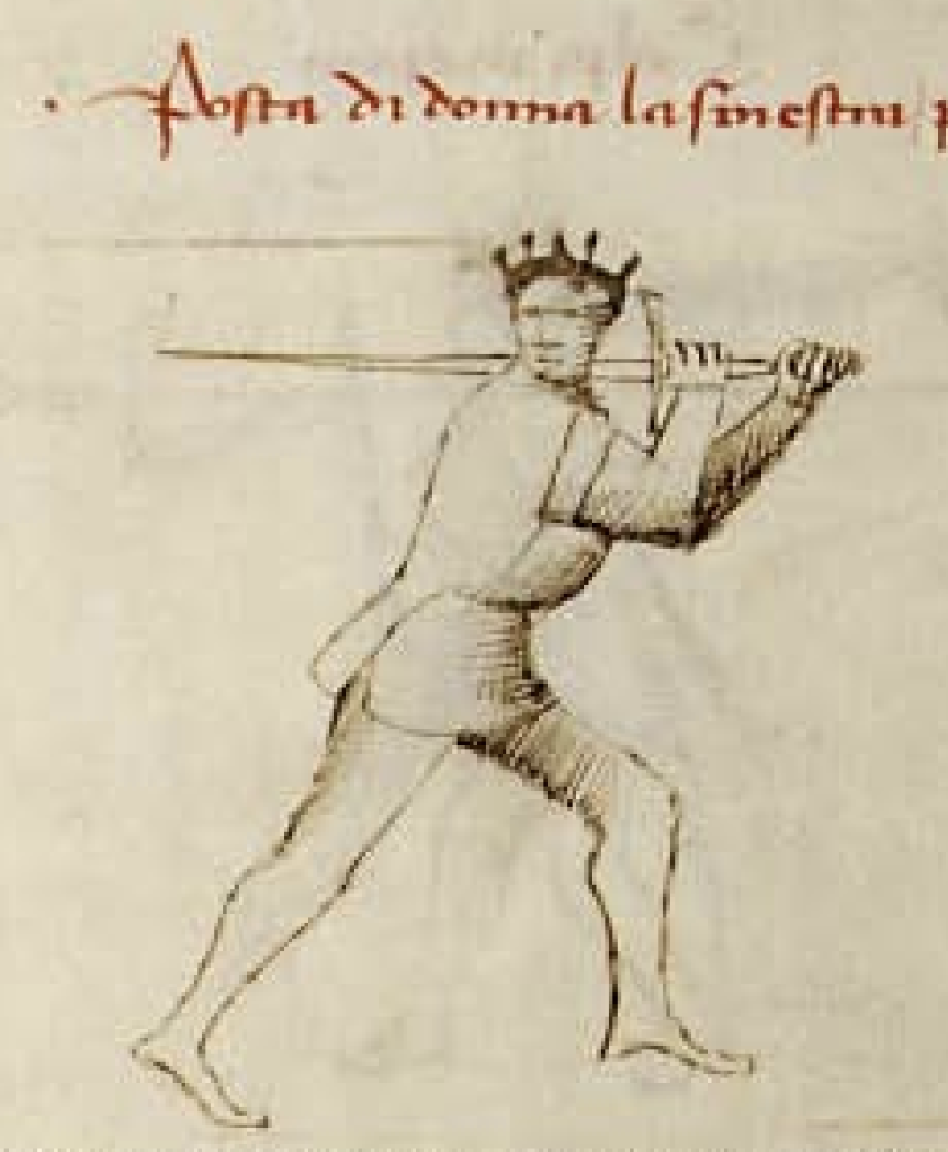 Posta di Donna (Woman's Guard) from Fiore dei Liberi's Fior di Battaglia (1409)